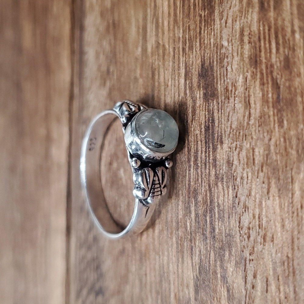 Size 9 R220 aquamarine sterling silver‎ antique ring 925